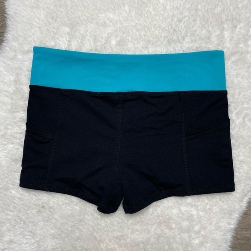 Athletic Shorts Black Blue Stretchy Womens Size XS - S Swim Bottoms Running